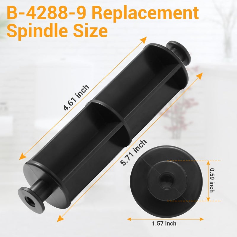 Shahn B-4288-9 Black Replacement Spindle Replacement for Bobrick Toilet Paper Tissue dispensers Spindle Compatible with Classic and Contura Series Dispensers B-2888, B-4288,B-4388 (2 pcs) - Image 2